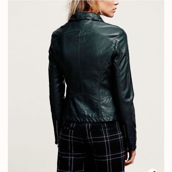 Free People Hooded Vegan Faux Leather Moto Jacket NWT Size Large 12 - Picture 11 of 16